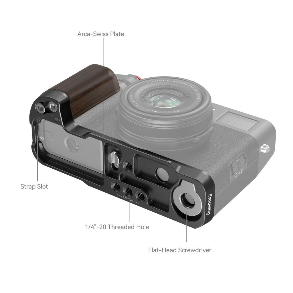 SmallRig 4805 Wooden L-Shape Grip for FUJIFILM X100VI X100V Black Arca-Swiss Quick Release