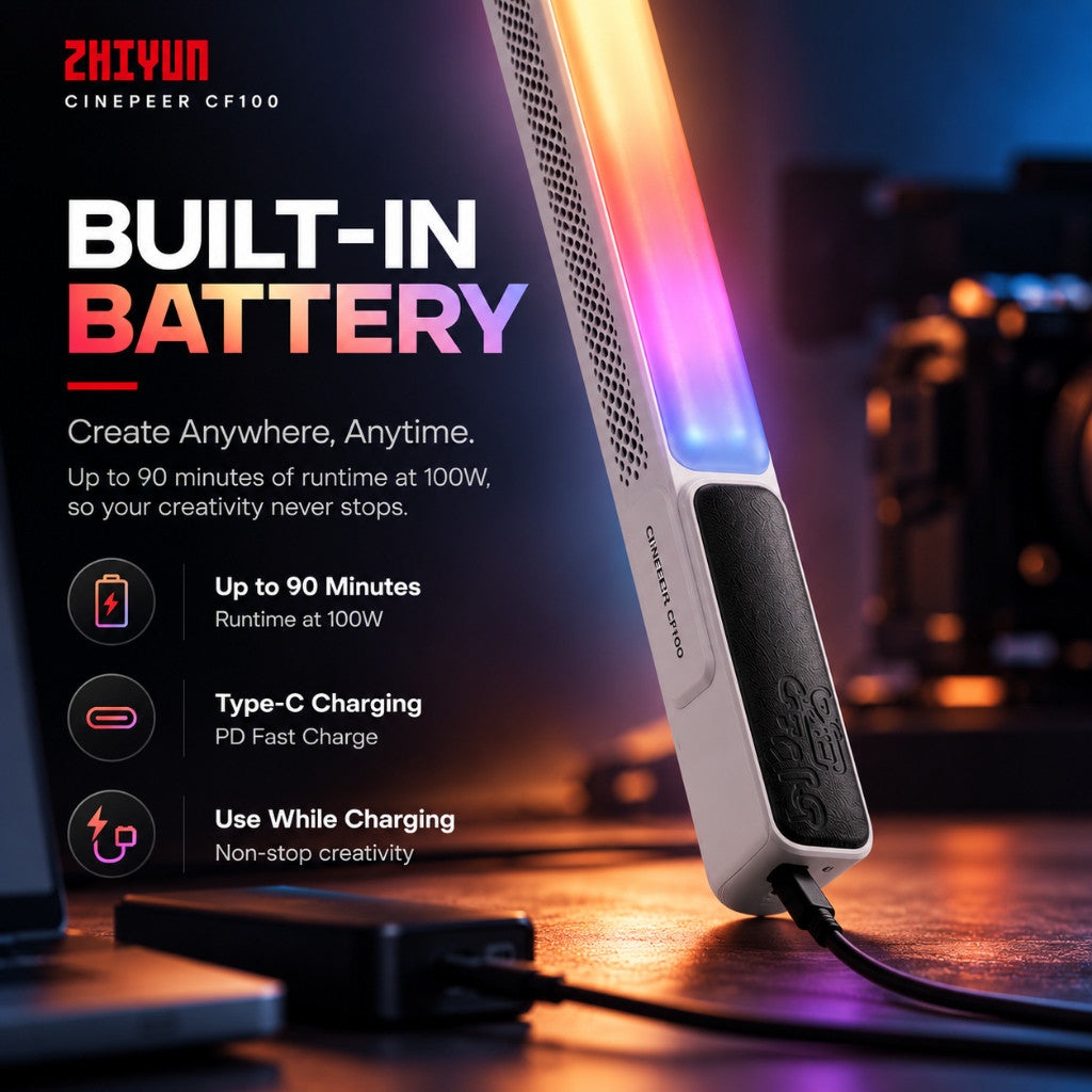 ZHIYUN CINEPEER CF100 100W RGB Light Stick Portable with Built-in Battery