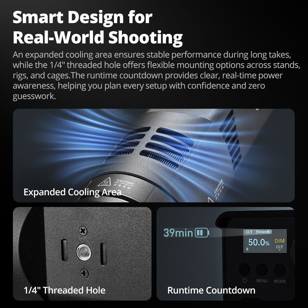 Godox RS100Bi / RS100R 100W Portable LED Video Light Built-in Battery S-Mount NFC App Control