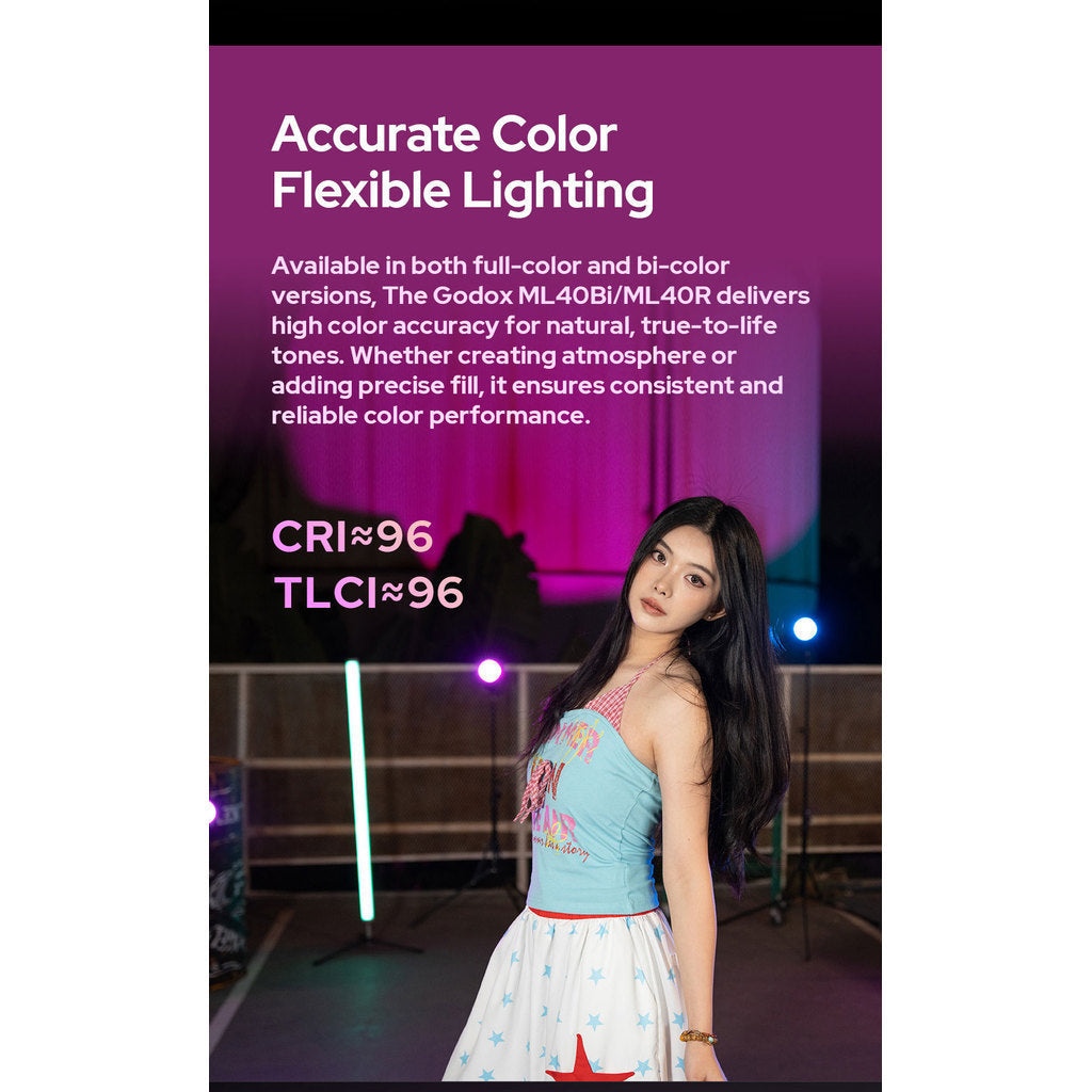 Godox ML40Bi / ML40R Portable LED Video Light Bi-Color RGB Photography Light - Reliable Results