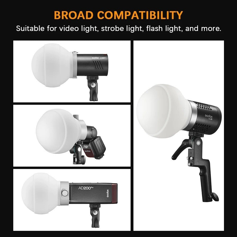 Godox ML-CD15 Diffuser Dome Kit with 3 Adapters for Photography Light Flash Studio Photography Portrait Live Stream - Creator Ready